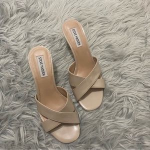 Steve Madden nude/beige kitten backless heels perfect for wedding